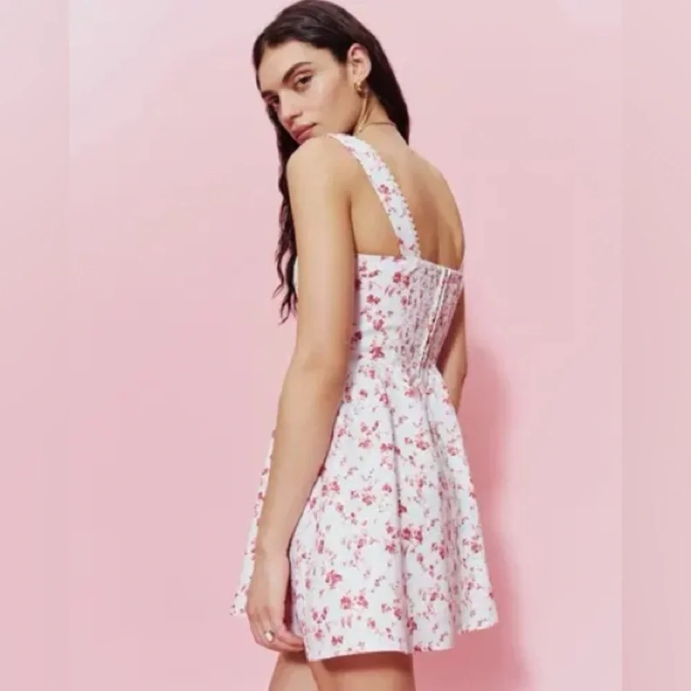 Reformation Blogger Fave Sheri Floral Linen Mini Dress in Rosalie Size 10 - Picture 3 of 6